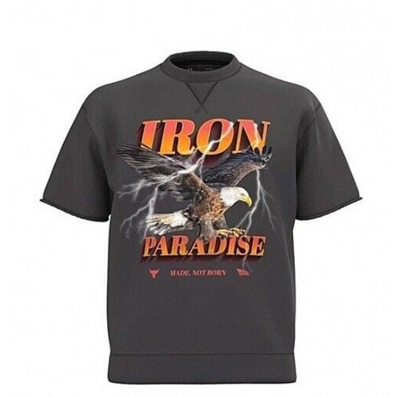 Under Armour Project Rock Iron Paradise Cutoff Sweatshirt 1367037-010 - Picture 1 of 6